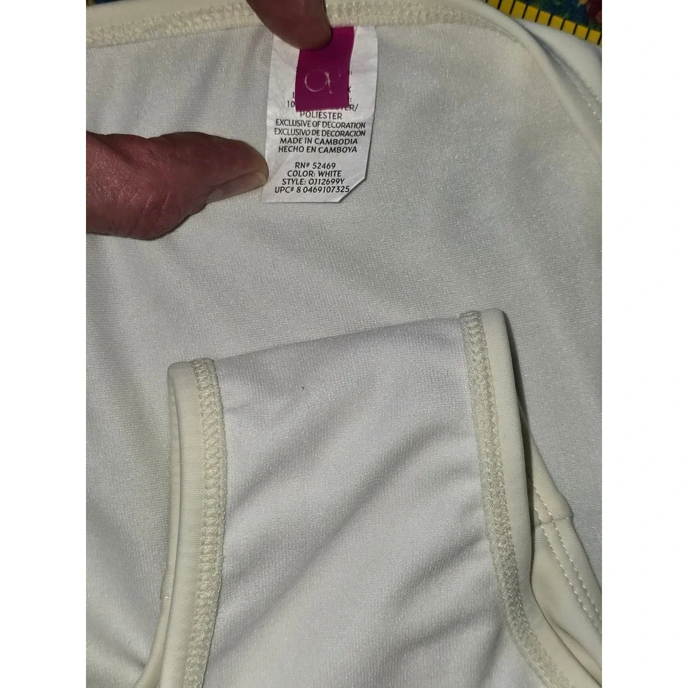 NWOT Ocean Pacific Bikini Bottoms White Side Tie Adjustable Women Size L 11-13